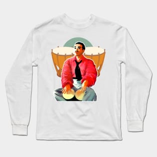 Latino musician man playing drum Long Sleeve T-Shirt